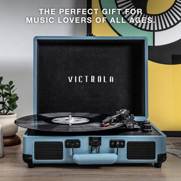 (NOB) Victrola Portable Bluetooth Record Player Turntable W/Built Speakers Blue - Picture 6 of 16